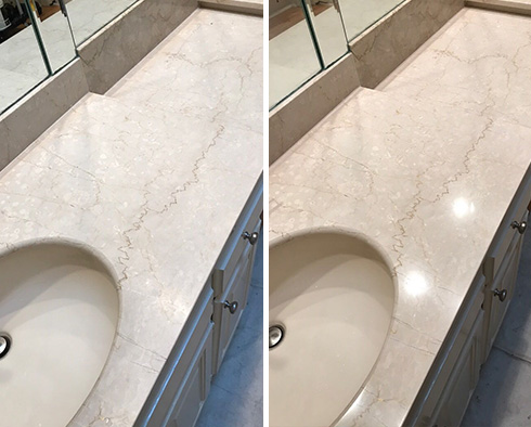 Vanity Top Before and After a Stone Sealing in Tempe, AZ