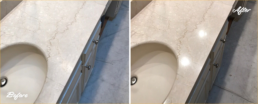 Vanity Top Before and After a Superb Stone Sealing in Tempe, AZ