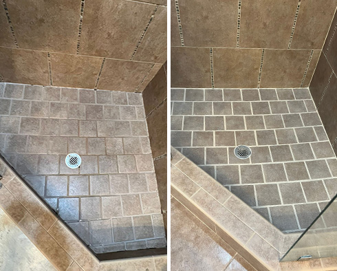 Shower Before and After a Grout Sealing in Scottsdale, AZ