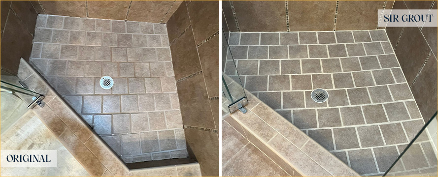 Shower Before and After a Superb Grout Sealing in Scottsdale, AZ