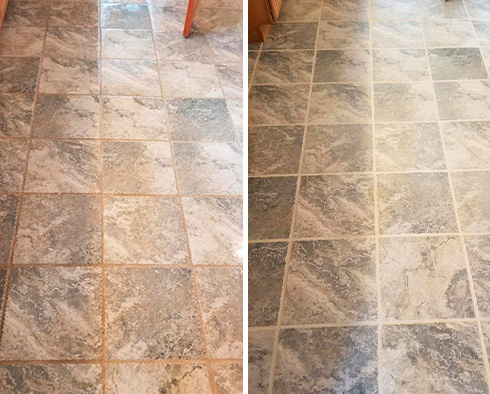 Floor Before and After a Grout Cleaning in Cave Creek, AZ