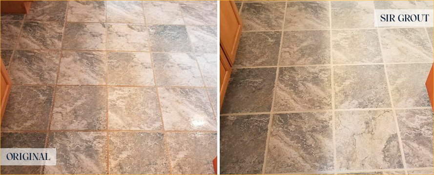 Floor Before and After a Flawless Grout Cleaning in Cave Creek, AZ