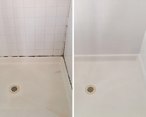 Shower Before and After Our Hard Surface Restoration Services in Scottsdale, AZ