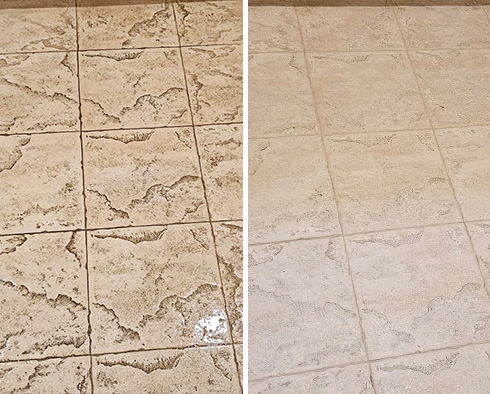 Kitchen Floor Before and After a Tile Cleaning in Phoenix