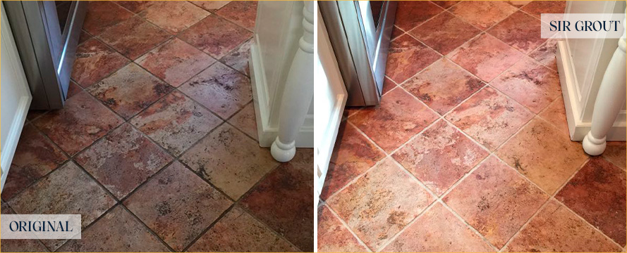 Floor Before and After an Excellent Stone Cleaning in Phoenix, AZ