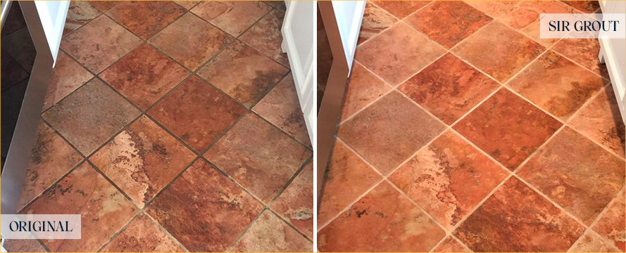 Floor Before and After a Superb Stone Cleaning in Phoenix, AZ