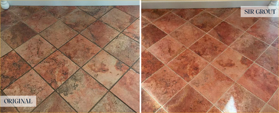 Floor Before and After a Perfect Stone Cleaning in Phoenix, AZ