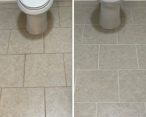 Floor Before and After a Grout Recoloring in Mesa, AZ