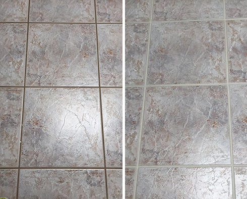 Floor Before and After a Grout Cleaning in Phoenix, AZ