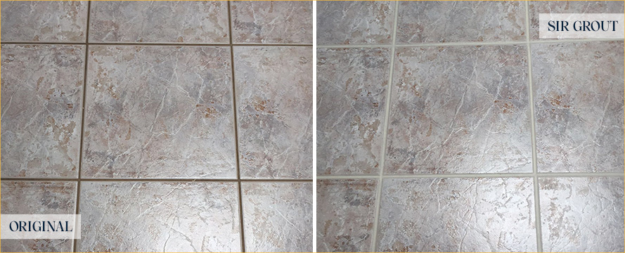 Floor Before and After a Superb Grout Cleaning in Phoenix, AZ