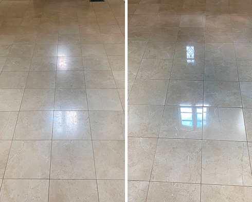 Marble Floor Before and After a Stone Polishing in Scottsdale