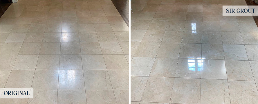 Marble Floor Before and After a Stone Polishing in Scottsdale