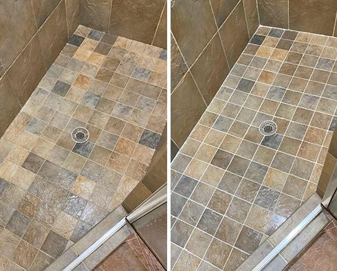 Shower Before and After a Stone Sealing in Scottsdale, AZ