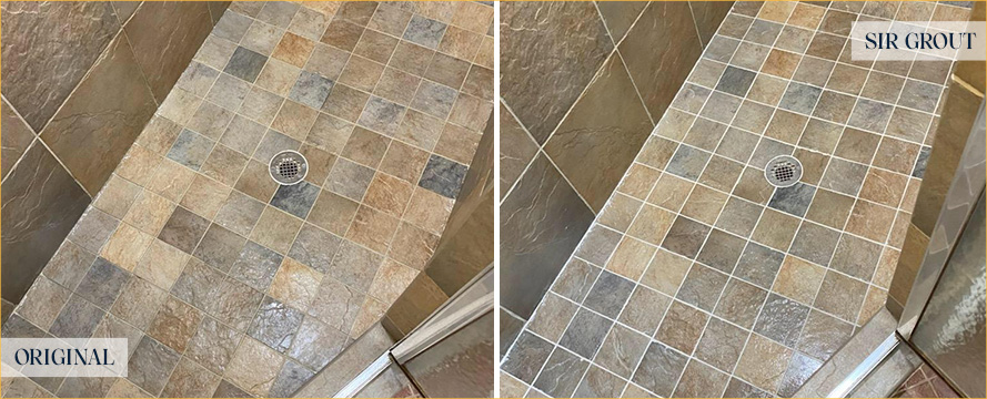 Shower Before and After a Flawless Stone Sealing in Scottsdale, AZ