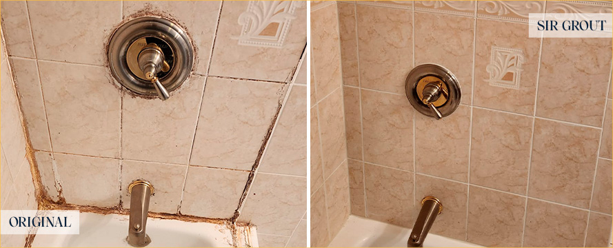 Tile Shower Before and After a Service from Our Tile and Grout Cleaners in Scottsdale