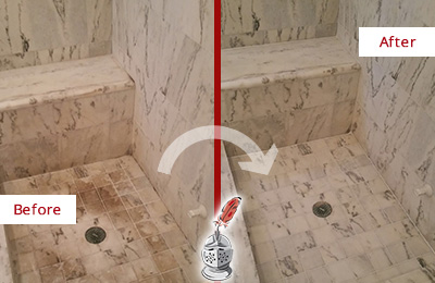 cleaning stone tempe dirty shower before stains grout dark